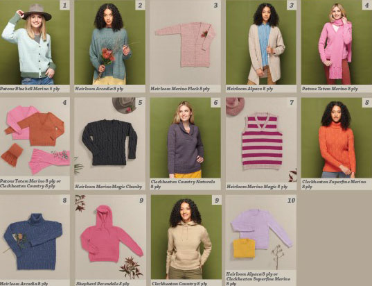 Patterns inside Home Grown Fashion Book 372 from Patons, Heirloom, Cleckheaton and Shepherd